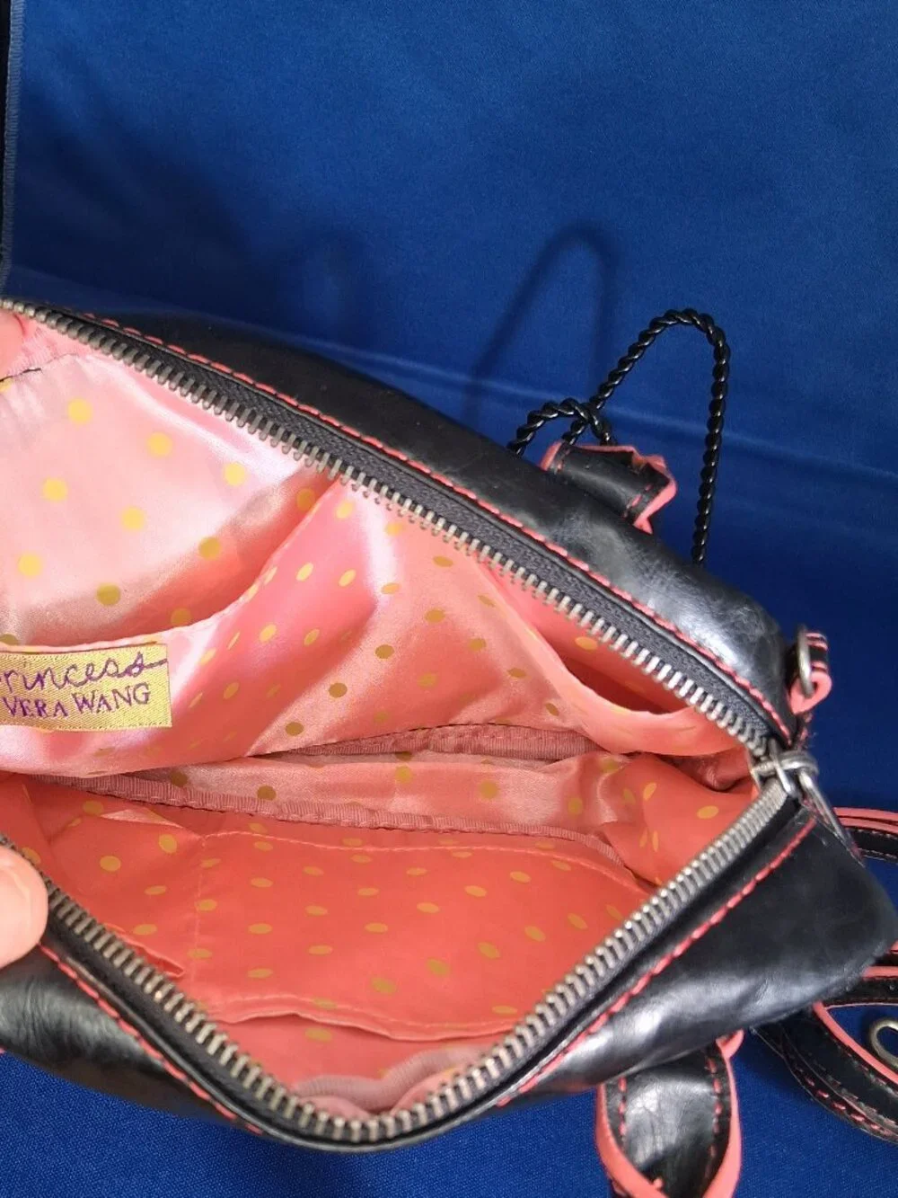 Princess Vera Wang Black Lace & Pink Satchel Crossbody Bag